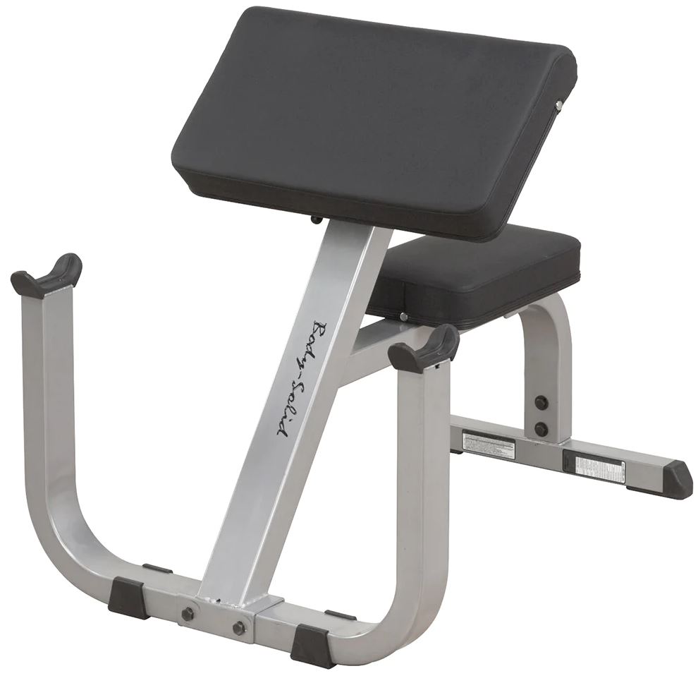 Curlbänk Maxvikt 450kg Silver/Svart (GPCB329) - Body Solid | Träningsbänkar - Bänkar för bicepscurl - Preacher curls | Gymkraft