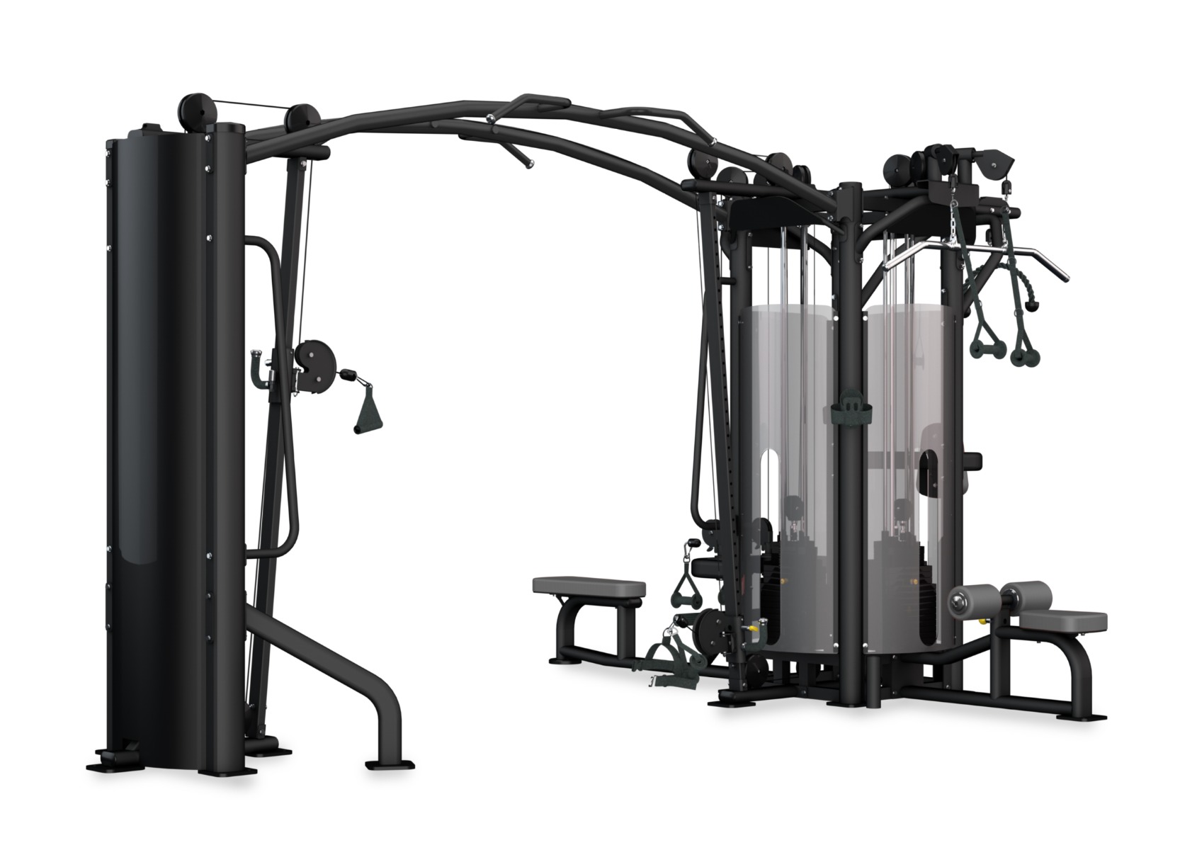 Fyrstation med kryssdrag stål svart - BH Fitness | Träningsmaskiner - Cable Cross | Gymkraft