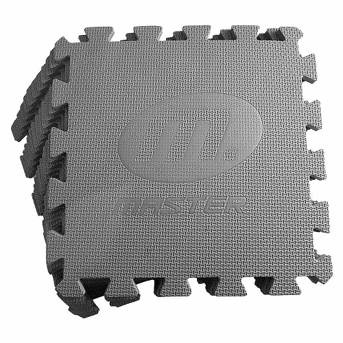 Master Fitness Gymgolv 30x30cm 10mm Gummi Grå - 12pack | Träningsredskap - Stretchmattor | Gymkraft