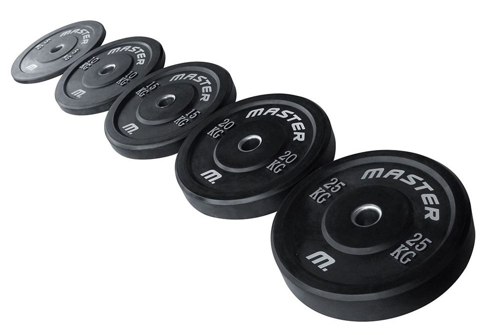 Master Fitness Bumper Plate 50mm Viktpaket 150kg Gummi Svart