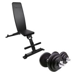 Hantlar 2 x 29,5kg, 25mm & Bänkpaket 