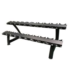 Tvåvånings hantelställ från Master i svart stål för 10 par hantlar