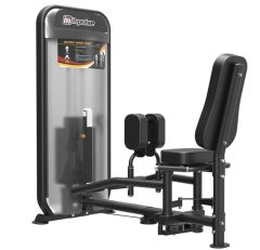 Lårpressmaskin från Impulse för in- och utsida lår med svart stålkonstruktion och justerbart viktmagasin