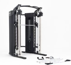 Multismith X22 från Master Fitness sedd framifrån med tillbehör liggandes framför