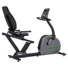 Recumbent bike Tunturi E50-R i helbild från sned vinkel.