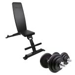 Hantlar 2 x 29,5kg, 25mm & Bänkpaket 