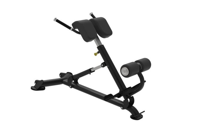 Justerbar hyperextensionbänk från Impulse i stål svart färg