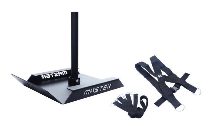 Svart minisläde från Master med sele och tillbehör för träning