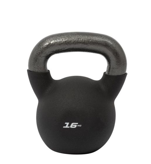 Kettlebell 16 kg med neoprenklädsel och hammarlackat handtag – Master Fitness.