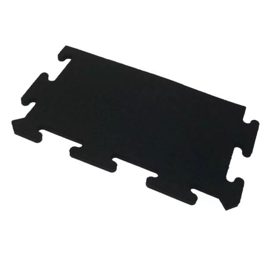 Rak kantbit i gummi till 20 mm pusselmatta för gymgolv – svart/grå.