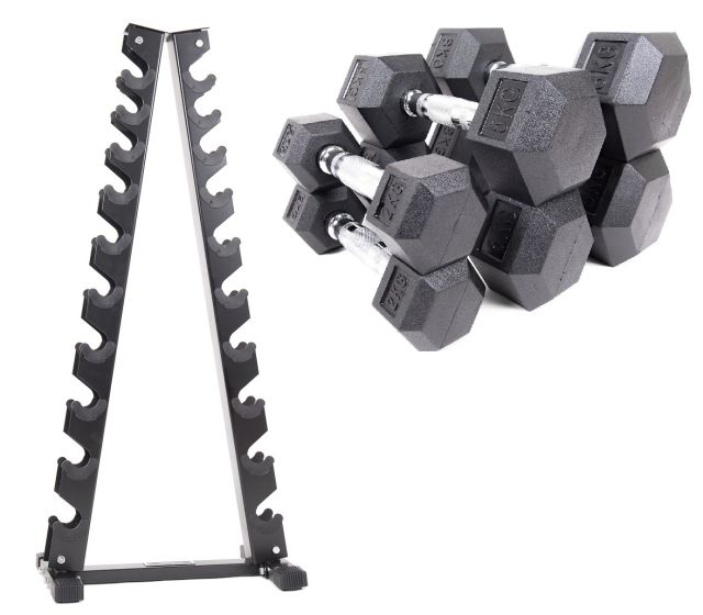 Hantelställ med full uppsättning hexagonhantlar från Recoil, svart utförande