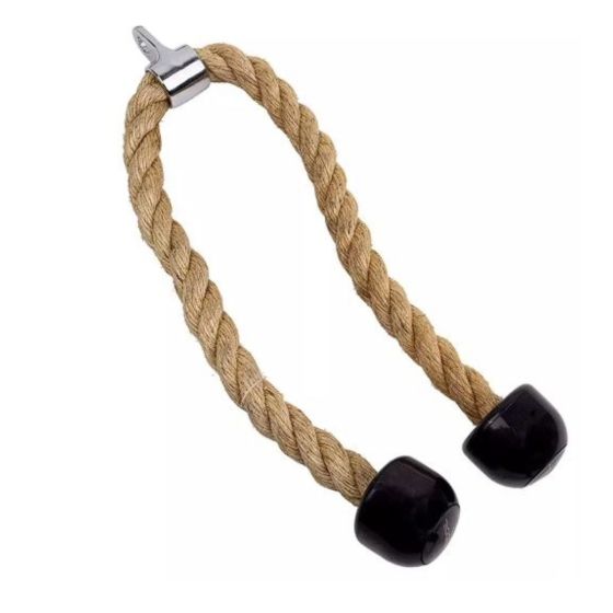 Tricepsrep från Recoil i naturlig hampa, 90 cm långt med gummistopp och stålfäste för dragapparat