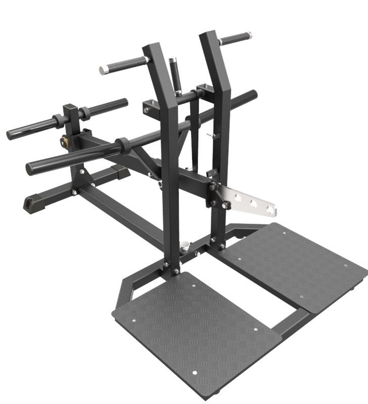 Belt squat-maskin från Impulse i svart färg, sedd framifrån i vinkel