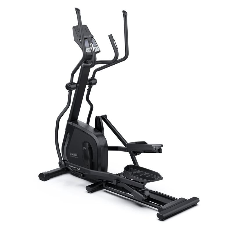 Elliptisk träningsmaskin Master Fitness CF52 i svart stål från sidan