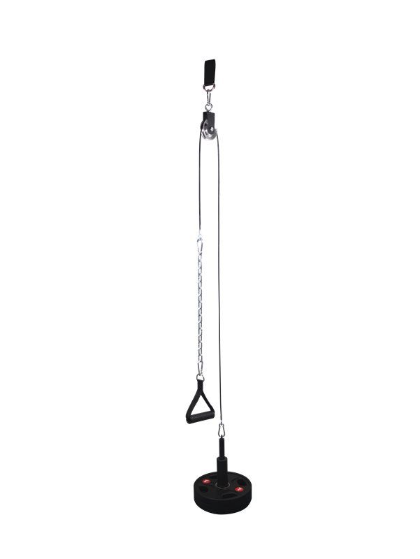 Komplett kabelsystem med vikthållare och handtag, perfekt för effektiv träning hemma eller på gymmet