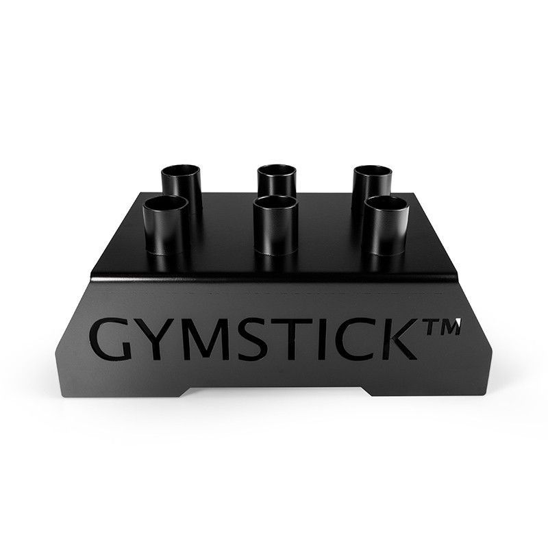 Skivstångshållare från Gymstick med plats för 6 stänger, kompakt stålkonstruktion för säker förvaring i gym